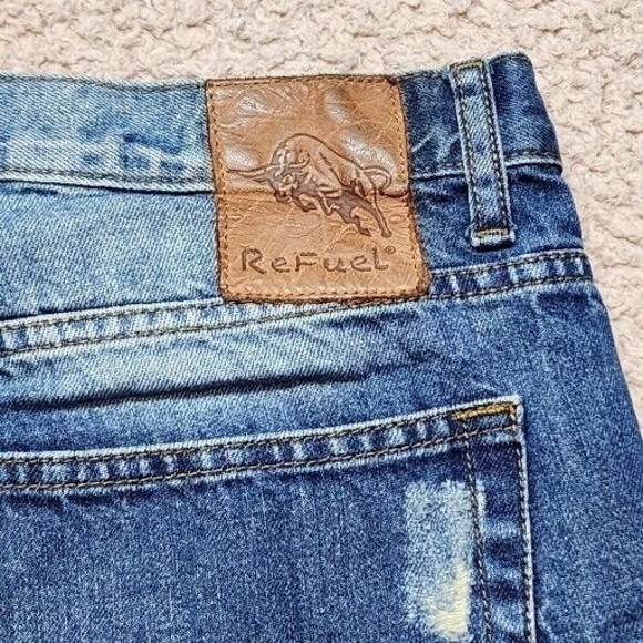 Refuel Light Wash Distress Holes/Rips Denim Men's Shorts  Blue Size 38 - Picture 7 of 8